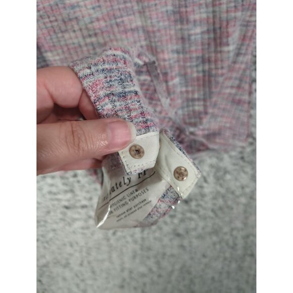 FREE PEOPLE Mockneck Long Sleeve Snap Back Bodysuit Women SZ L Colorful Rib Knit - Picture 6 of 10